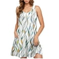 thumbnail image 5 of Viikei Women Plus Size Dresses Short Sleeve,Summer Dresses for Girls,Women Casual Plus-size Sleeveless Crew Neck Print Short Dress Green XXL, 5 of 5