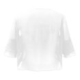 thumbnail image 4 of Women Shrug Soft Chiffon Open Front Sheer 3/4 Sleeve Bolero Cardigan for Evening Dress(L, White), 4 of 5