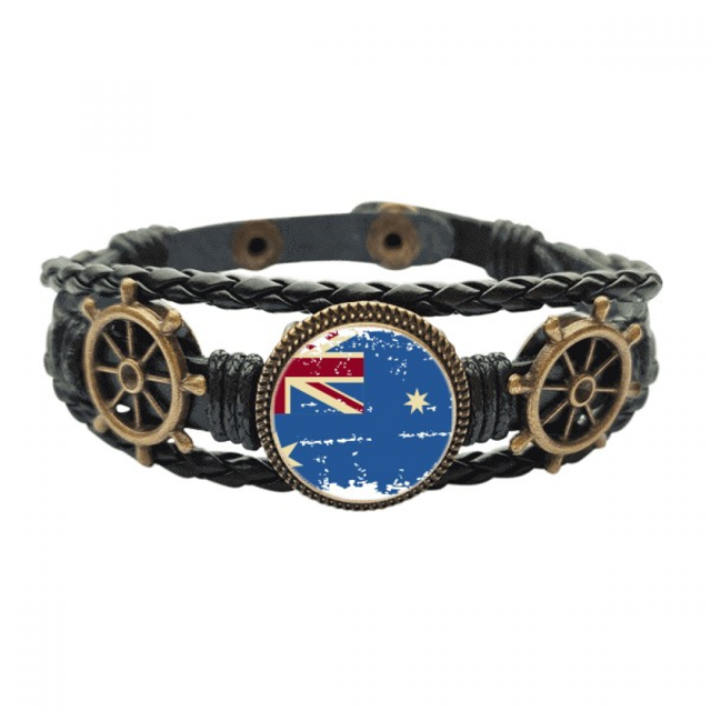 La bandera de Australia sabor retro ilustración Pulsera marina tejida en cuero