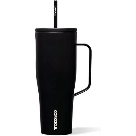 Corkcicle 30 oz Cold Cup XL, Triple Insulated, Stainless Steel, Water Bottle Tumbler with Handle and Straw, Matte Black