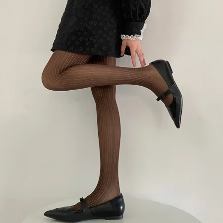 XIATIAN Women Black Tights Silver Silk Thigh High Stockings Pantyhose Lingerie Sexy Slim Body Stockings Women Luxury Tights Pantyhose