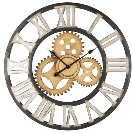 DecMode 30 Brown Metal Gear Wall Clock