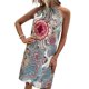 thumbnail image 2 of VISgogo mujeres verano Casual Mini vestido Vintage estilo étnico estampado cuello Halter vestido sin mangas moda playa vacaciones vestido VISgogo moda, 2 of 9