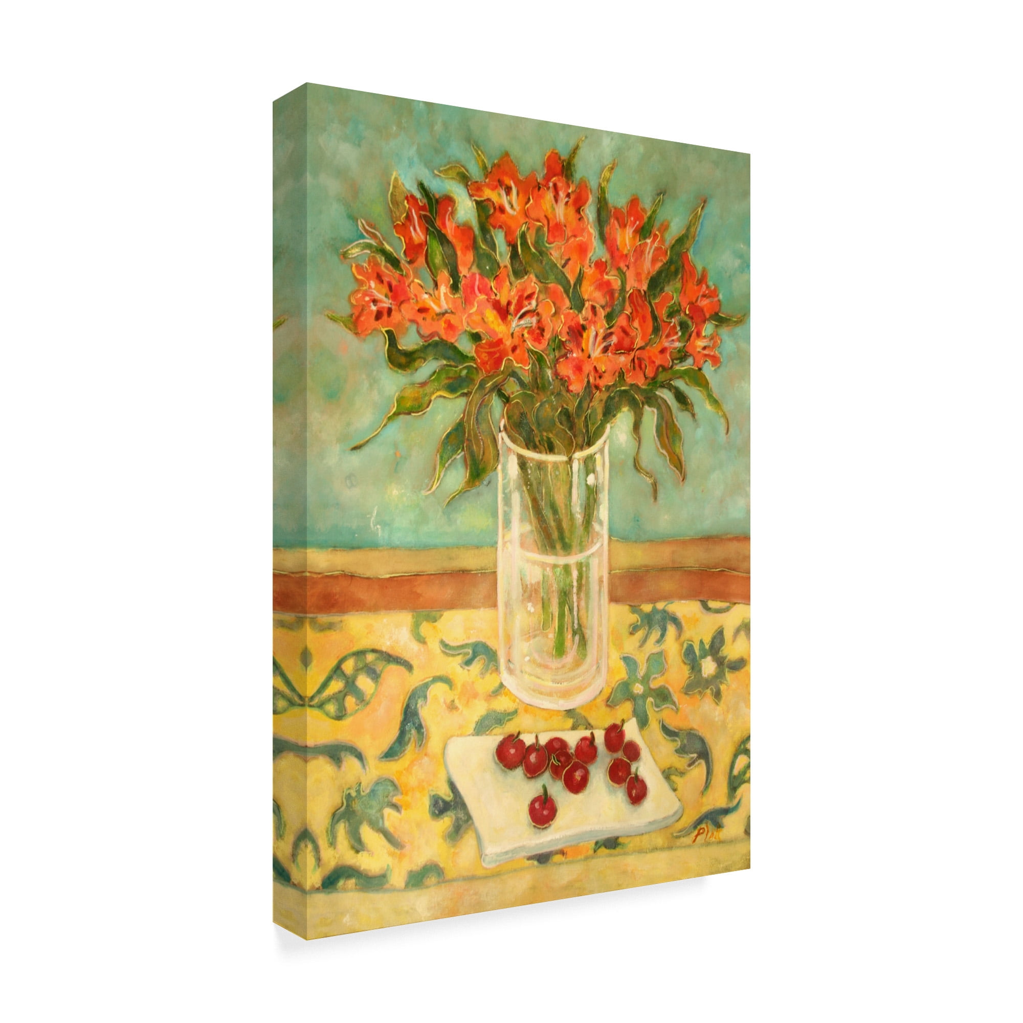 Trademark Fine Art 'Orange Flowers In Glass' Canvas Art by Lorraine Platt