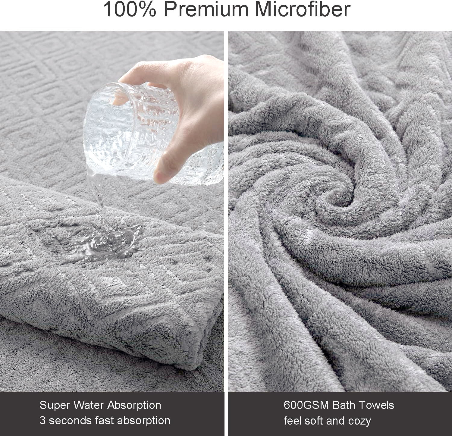 Smuge 2 Pack Large Bath Towel Set 35 x 70 Inches, Microfiber Ultra