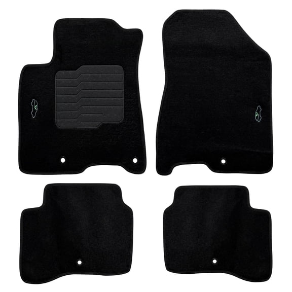 Carpet Floor Mats for 2017 to 2022 Kia Niro with Driver Heel Pad, Safety Locks, Black, Front and Rear - ecoMats