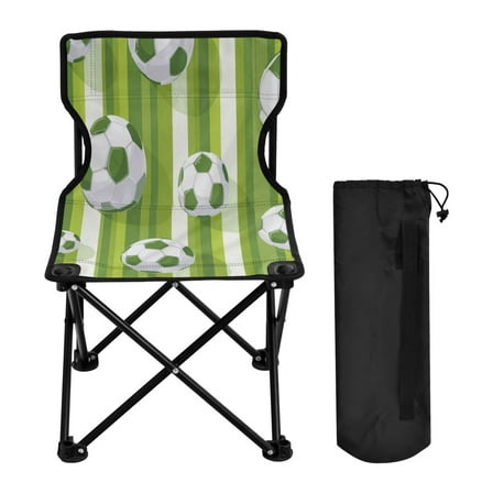 Folding Chair Camping Chair For Camping Picnicking Outdoor Beach and Travel Green Footballs Pattern