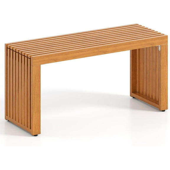 QISHENSHUI Patio Acacia Wood Bench, 36” Outdoor All-Slat Wood Bench for 2 People, 800 lbs Capacity, Outdoor Backless Seating Furniture for Park, Garden, Yard, Porch (1,Teak)