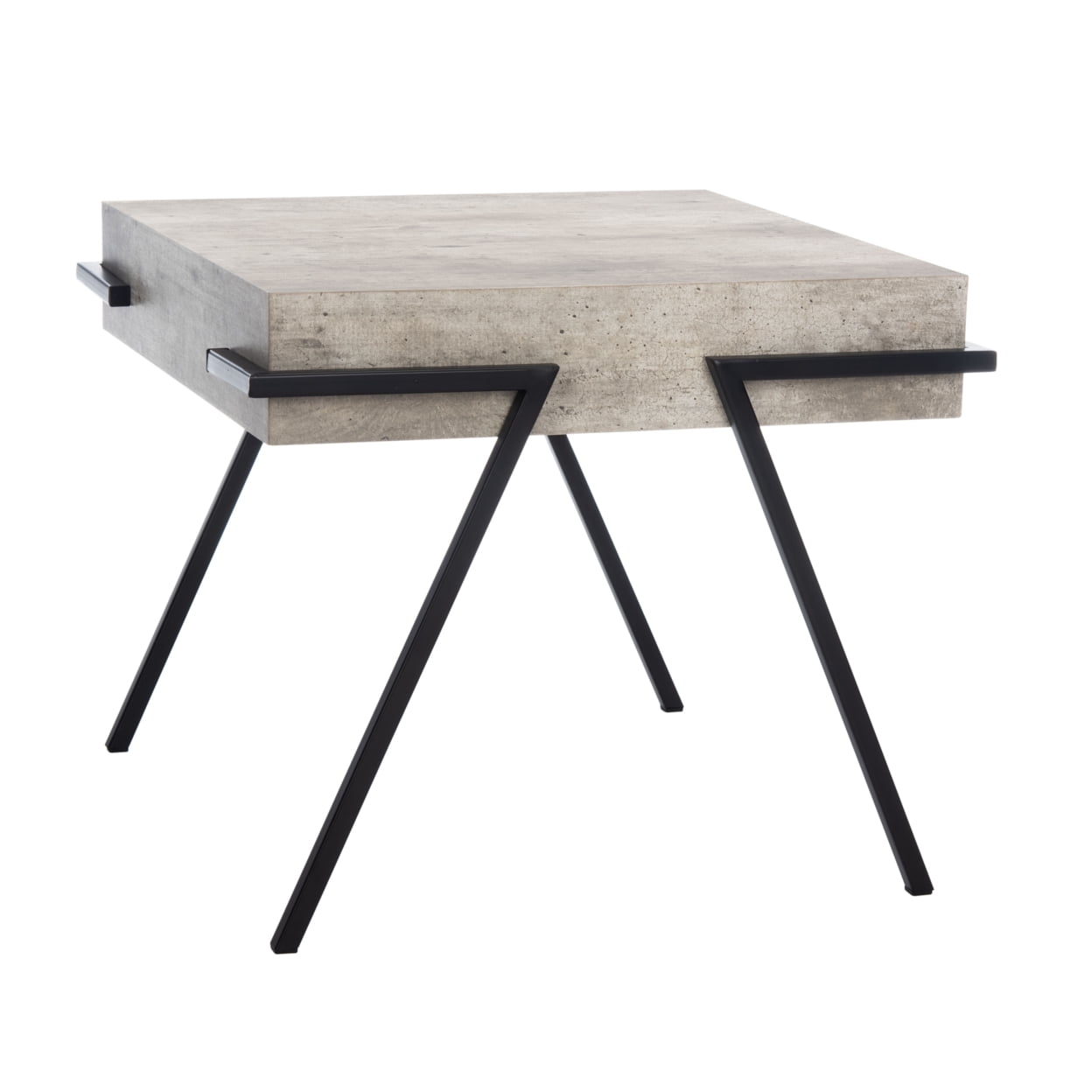 SAFAVIEH Jett Mid-Century Modern Square Accent Table, Light Grey/Black