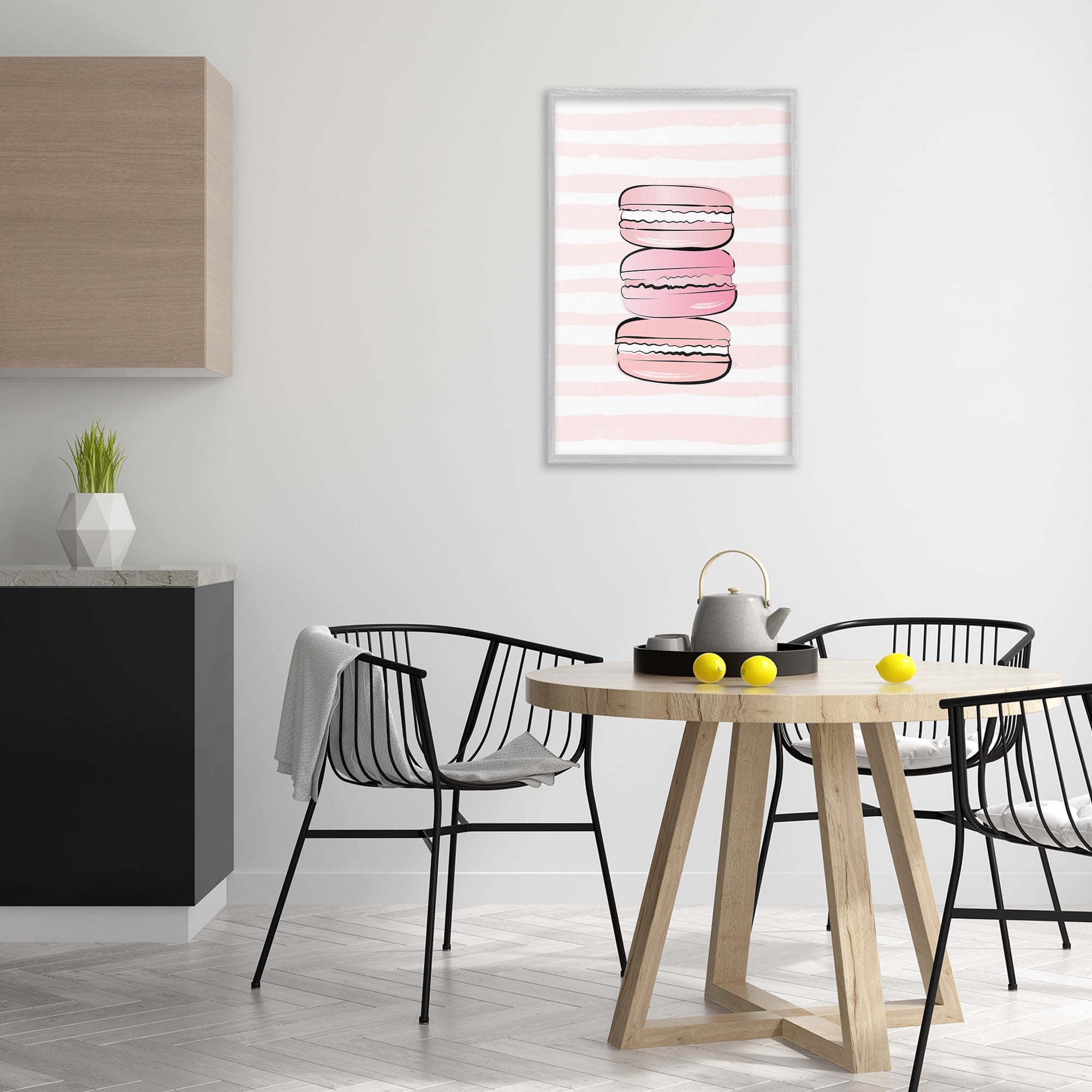 Stupell Industries Blush Pink Macarons Food & Beverage Painting Gray Framed Art Print Wall Art, 20 x 30