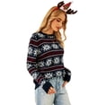thumbnail image 3 of Inevnen Women's Ugly Christmas Sweaters Snowflake Reindeer Holiday Knit Xmas Sweater Pullover Tops, 3 of 8