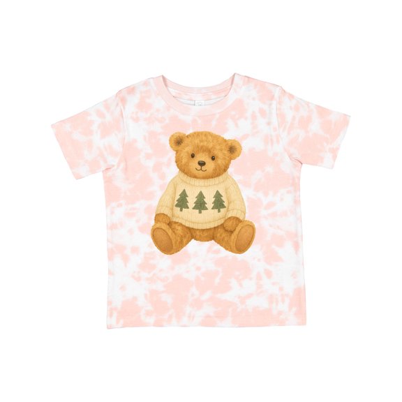 Inktastic Vintage Teddy Bear in Sweater with Christmas Trees Boys or Girls Toddler T-Shirt