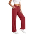 thumbnail image 6 of Nkmbld Womens Cotton Linen Pants Casual Button Elastic Waist Wide Leg Summer Trousers, 6 of 7