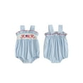 thumbnail image 2 of BemeyourBBs Girls Independence Day Romper Sleeveless Bow Flag Embroidery Jumpsuit, 2 of 9