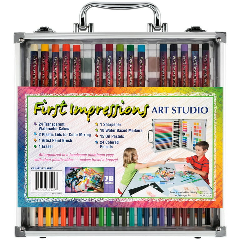 MAHITOI 82-Piece Deluxe Artist Studio Creativity Set Wood Box Case - Art Painting Sketching Drawing Set 24 Watercolor Paint Colors 24 Oil Pastels 24