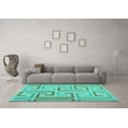 thumbnail image 3 of Ahgly Company Machine Washable Indoor Rectangle Abstract Turquoise Blue Contemporary Area Rugs, 7' x 10', 3 of 4