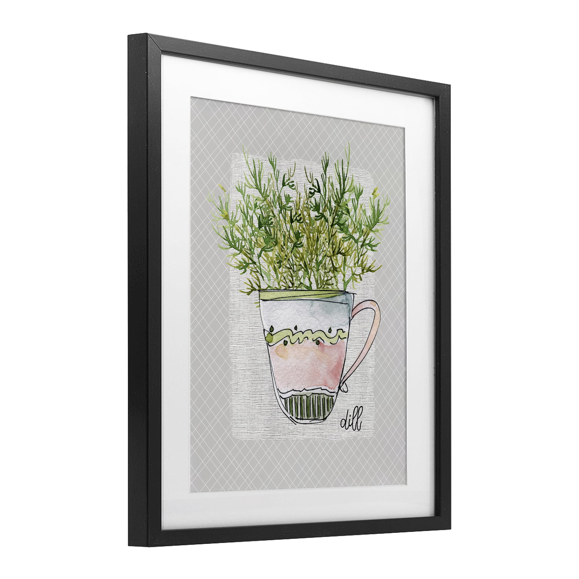 Stupell Industries Dill Herb Mug Black Framed Print Under Glass, design by Livi Finn