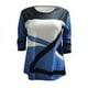 thumbnail image 5 of ICHUANYI Clearance Women's Fashion Casual Stitching Contrast Color Long Sleeve T-shirt Blouse(Blue, XXL) ICHUANYI WER2023080811372, 5 of 5