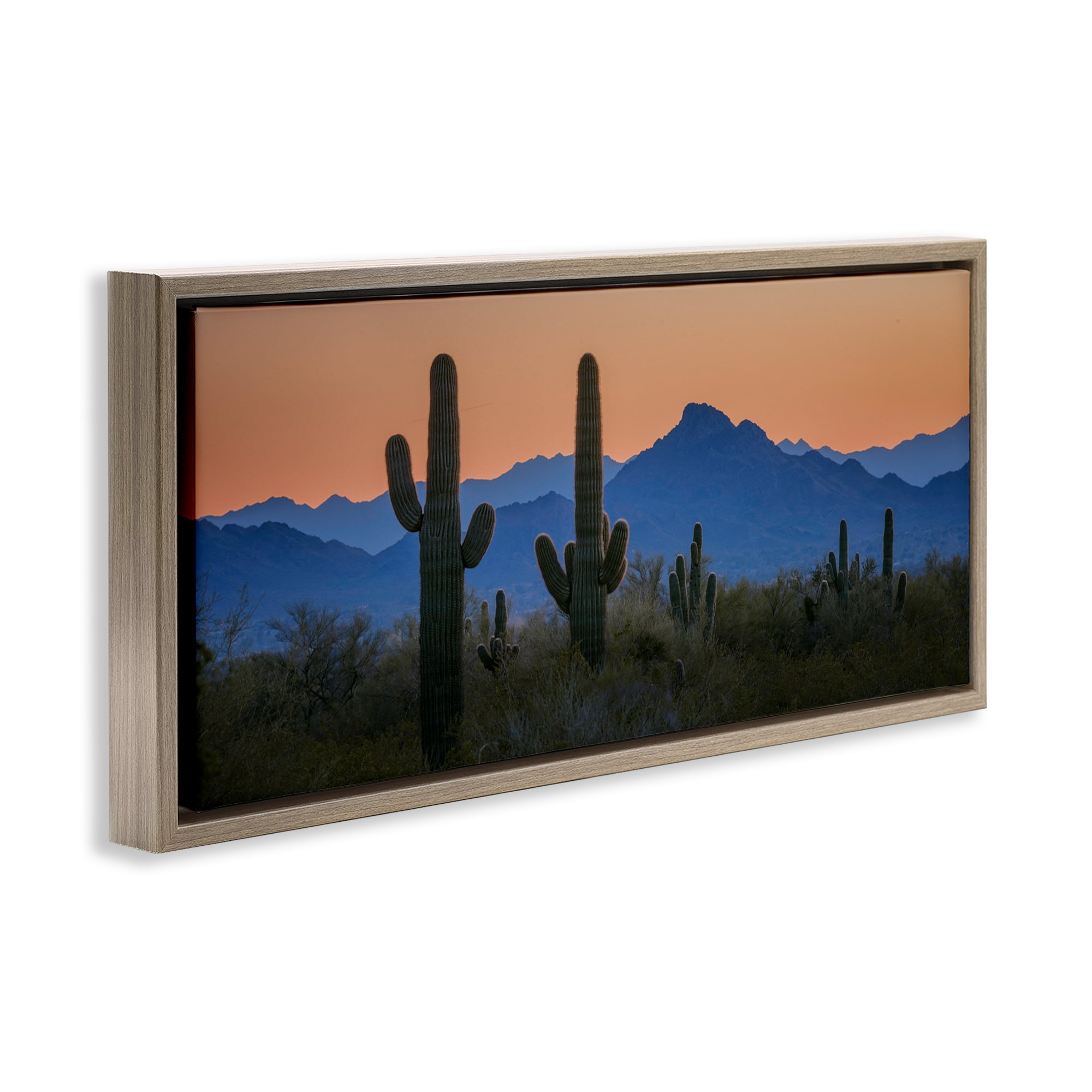 Stupell Industries Contrasting Desert Sunset Landscape & Nature Photography Brown Floater Framed Canvas Art Print Wall Art, 31 x 14