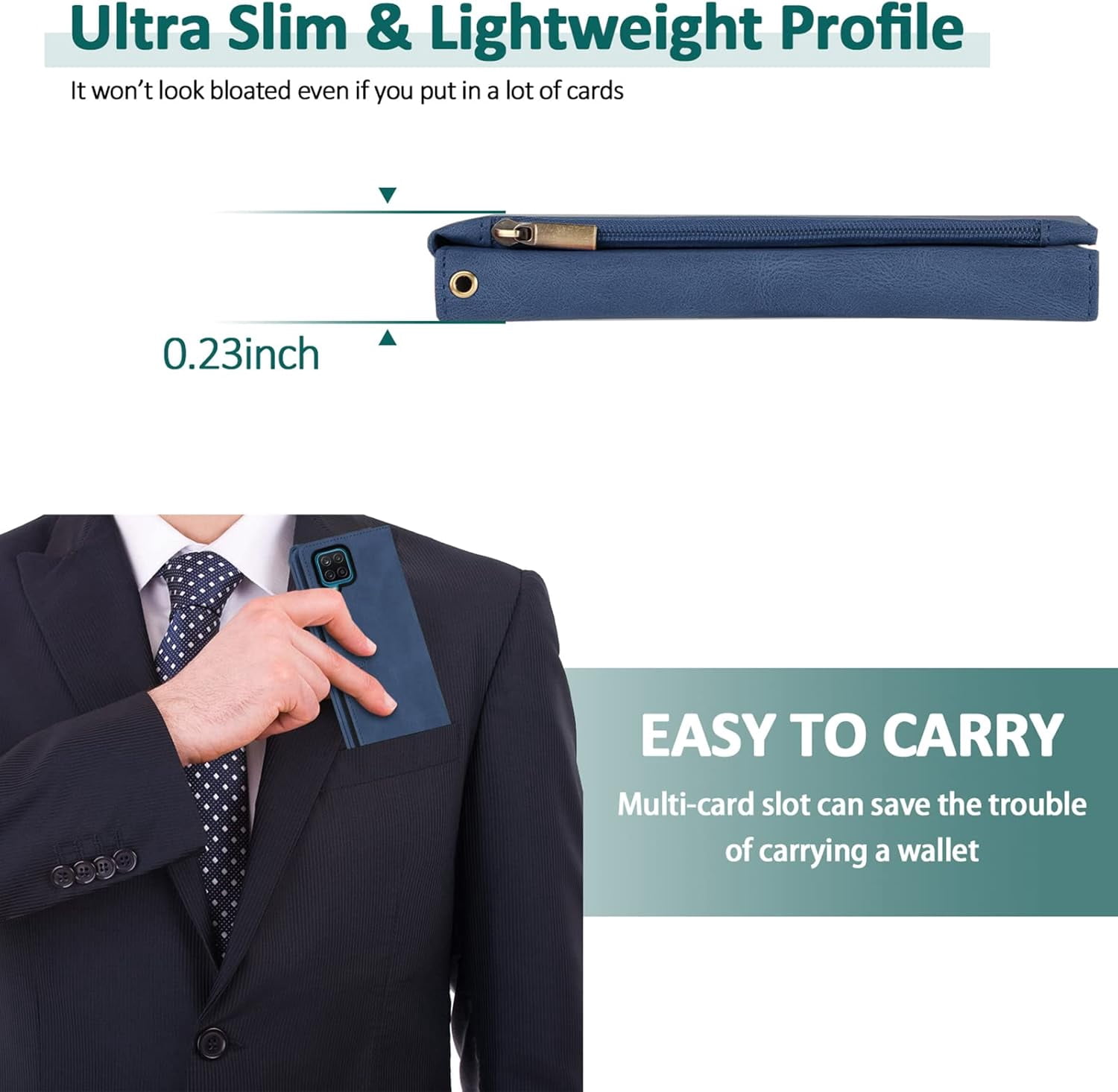 Compatible with Samsung Galaxy A12/M12 Wallet Case Tempered Glass Screen Protector Zipper Leather Flip Cover Card Holder Cell Phone Cases for Glaxay A 12 5G Gaxaly A-12 S12 12A 4G Women Men Blue