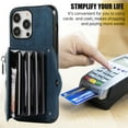 thumbnail image 3 of for iPhone 16 Pro Case with Zipper Card Holders and Crossbody Strap & Short Belt for Women, RFID Blocking PU Leather Button Flip Shockproof Wallet Case Cover for iPhone 16 Pro - Blue, 3 of 10