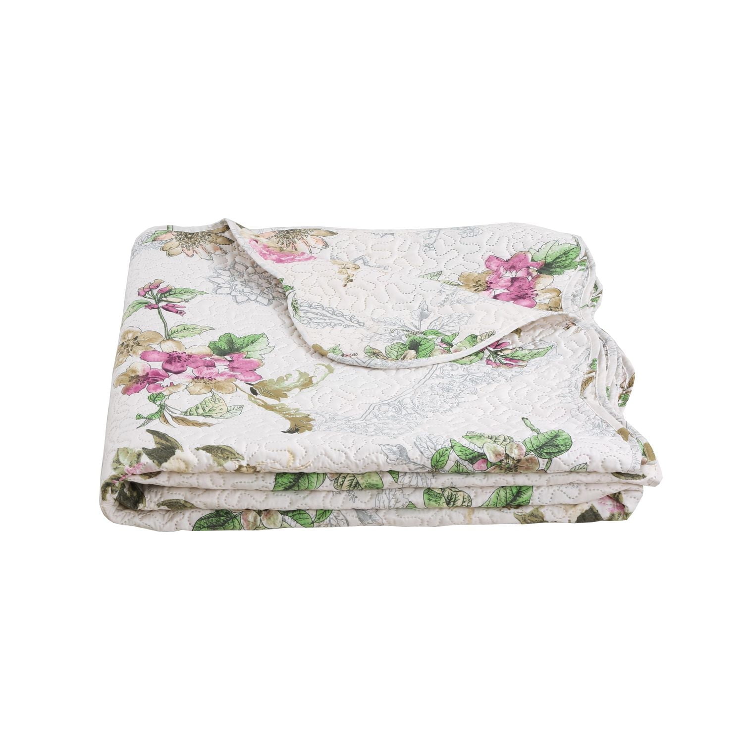 Marina Decoration Rich Printed Embossed Pinsonic Coverlet Bedset Ultra Soft Bedding Summer Quilt Set with Shams, Violet Floral Mandala Pattern