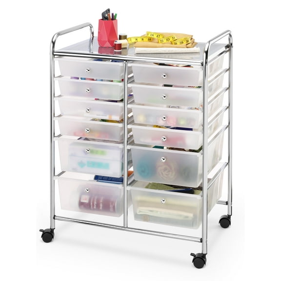 Whitmor 12-Drawer Storage Utility Cart - Chrome and Plastic