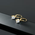 thumbnail image 5 of Gem Stone King 18K Yellow Gold Plated Silver White Moissanite Dangle Earrings for Women (2.20 Cttw, Gemstone Birthstone, Cushion 6MM), 5 of 5