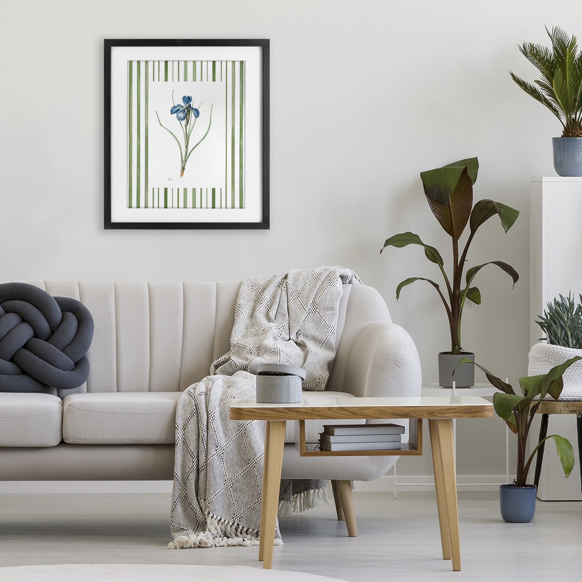Stupell Industries Spring Iris And Stripes Black Framed Print Under Glass, design by Nan