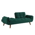 thumbnail image 7 of 76" Linen Futon Sofa Bed with Adjustable Backrest, Upholstered Loveseat Couch with Solid Wood Legs and 2 Pillows, Convertible Sleeper Sofa for Small Space Living Room Bedroom Office, Green, 7 of 7