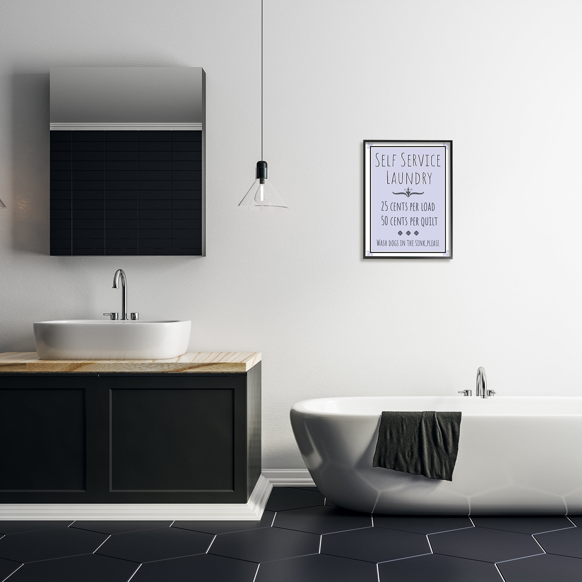 Stupell Industries Self Service Laundry Sign Soft Lavender Charm, 16 x 20, Designed by Darlene Seale