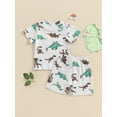 thumbnail image 6 of vera natura Baby Boys Summer Outfits Dinosaur Print Short Sleeves T-Shirt and Elastic Shorts Set, 6 of 9