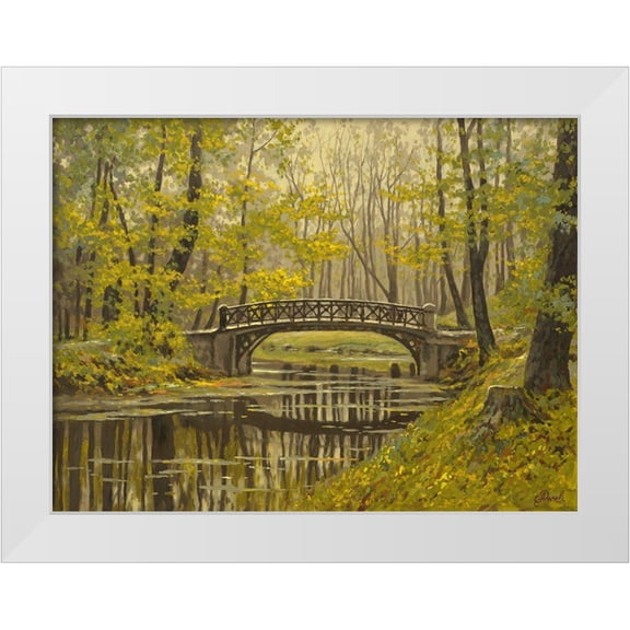 Adamov, Alexey 14x12 White Modern Wood Framed Museum Art Print Titled - Stone Bridge over the River
