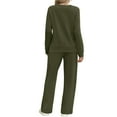 thumbnail image 5 of WTOBBY Women's Round Neck Pullover Sweatshirt and Wide Leg Jogger Pants Casual Two Piece Set, Soft Lounge Wear for Everyday Comfort and Style,Army Green L, 5 of 5