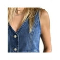 thumbnail image 6 of Sleeveless Womens Summer Crop Tops Denim Vest V Neck Button Down Jean Waistcoat Jacket, 6 of 6