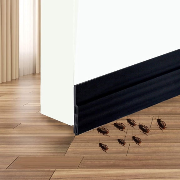 Self Adhesive Door Sweep Draft Stopper - TIFOR Weather Stripping Rubber Under Door Bottom for Interior Doors Seal Strip Insulation for Weatherproof, Soundproof, 2" W X 39" L (Black)