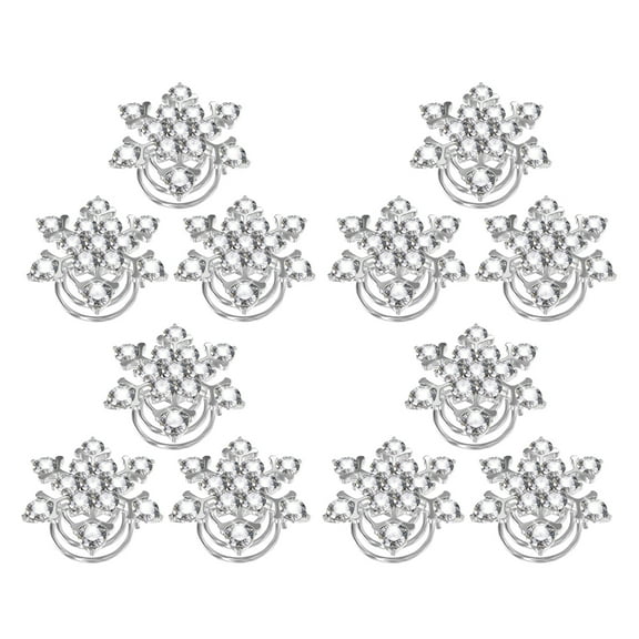 Masteelf  15 Pcs Rhinestone Spiral Clamp Gems Hair Pins Glitter Swirl Jewelry Bride White