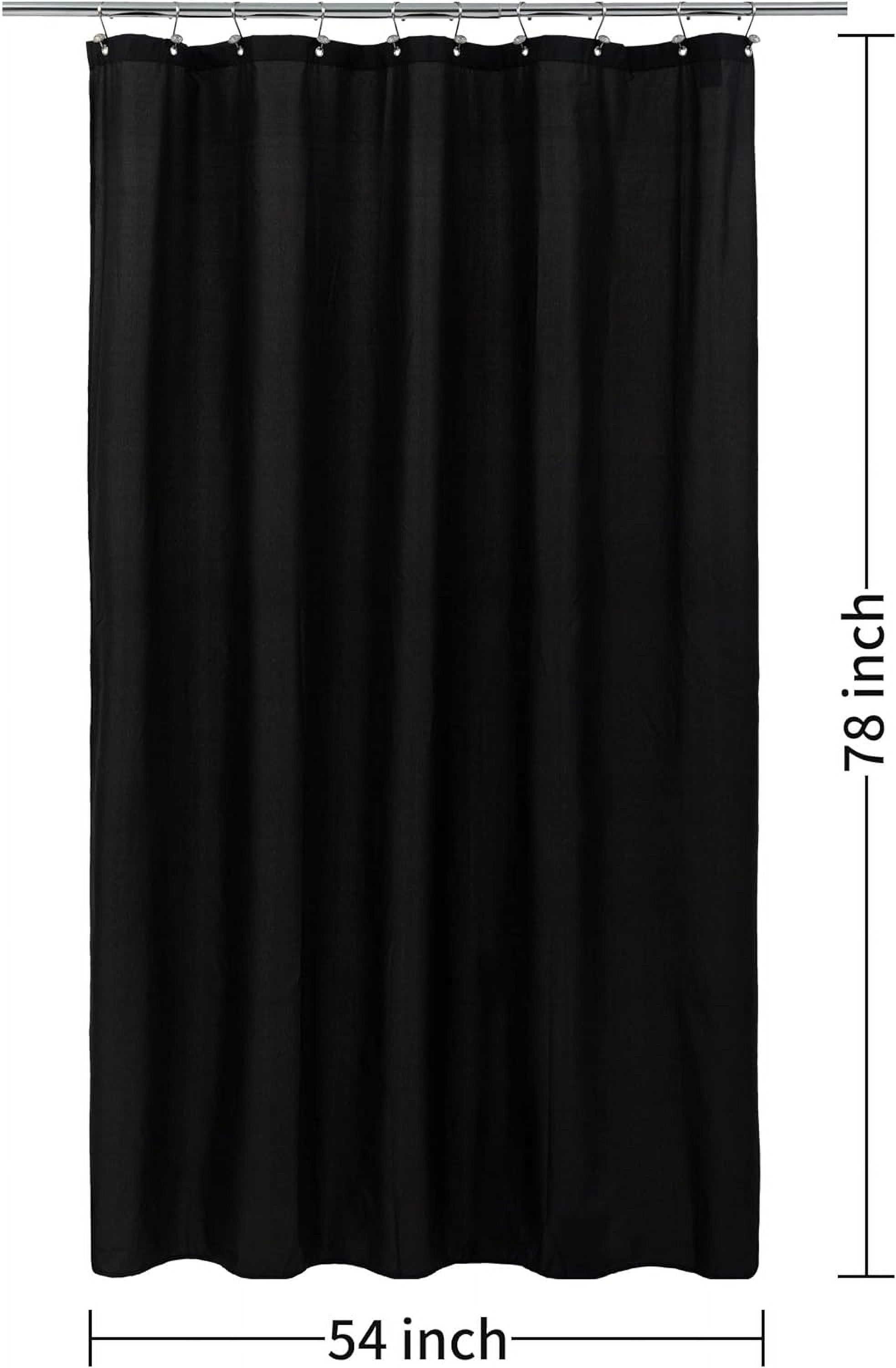 RunMin Grocery Store Stall Fabric Shower Curtain Liner Waterproof - Soft & Lightweight Long Stall Size Shower Curtain with Magnets, Machine Washable - 54x78, Black