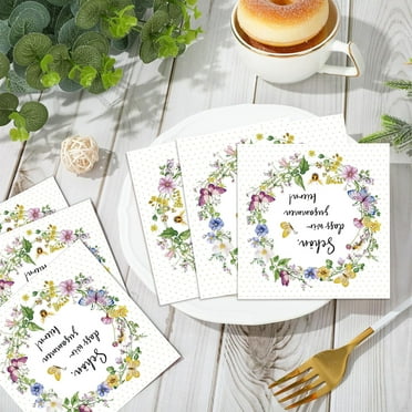 Hovilon 40 Sheet Happy Easter Guest Napkins Bunny Flower Easter Eggs Disposable Decorative Hand Paper Napkin Towel for Bathroom Party Supplies Table Decor, 6.5x6.5 Inch
