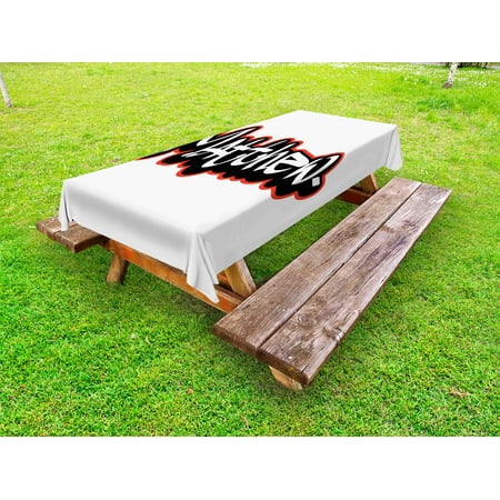 

Matthew Outdoor Tablecloth Font Design Inspired by Hip-hop Culture and Street Art Name for Men Decorative Washable Fabric Picnic Tablecloth 58 X 104 Inches Vermilion Black and White by Ambesonne