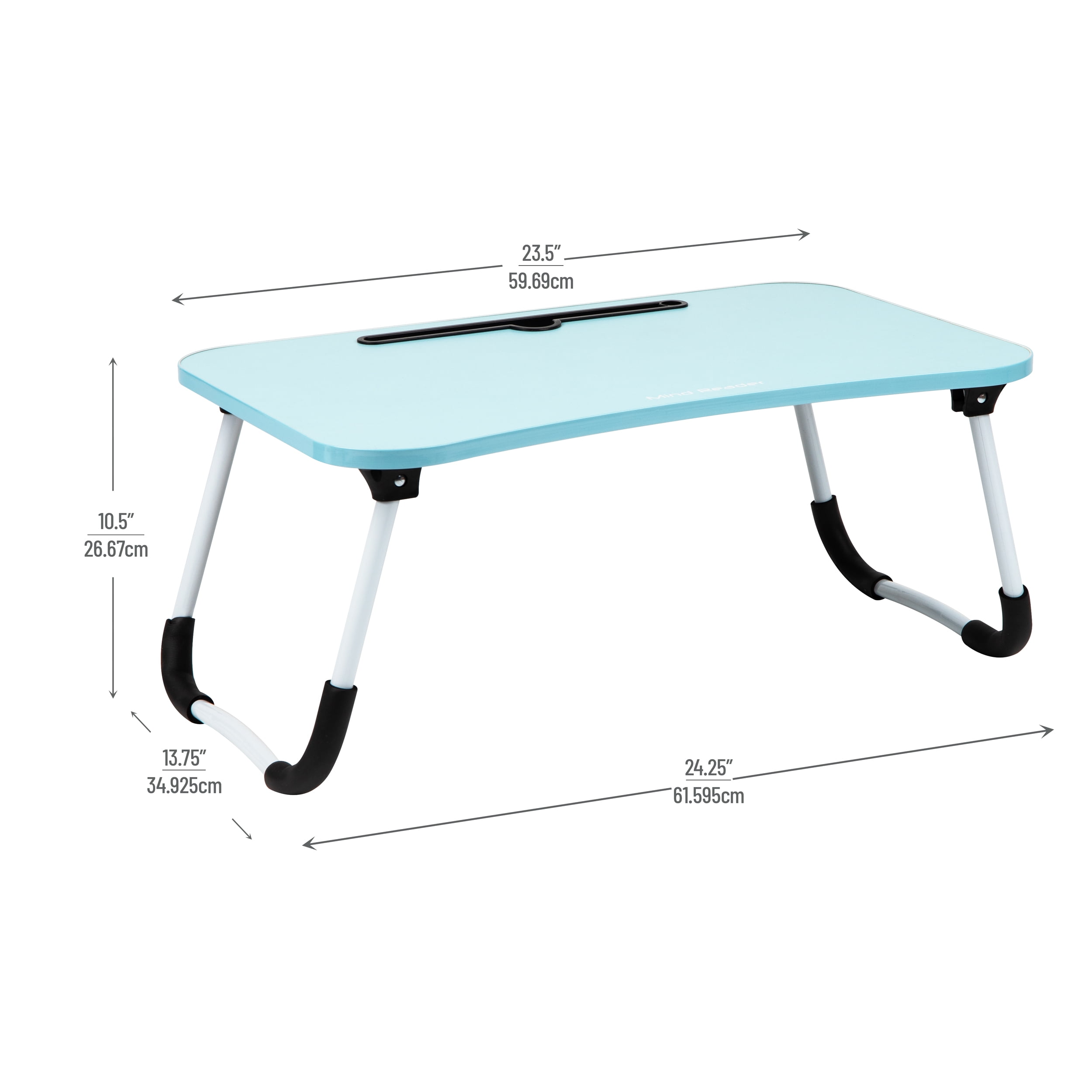 Mind Reader Foldable Bed Tray, Lap Desk with Fold-Up Legs, Freestanding Portable Table for Laptop, Tablet, Reading, Blue