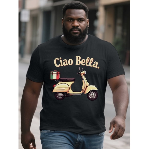 Men's Retro Italian Scooter Graphic T Shirt Ciao Bella Print
