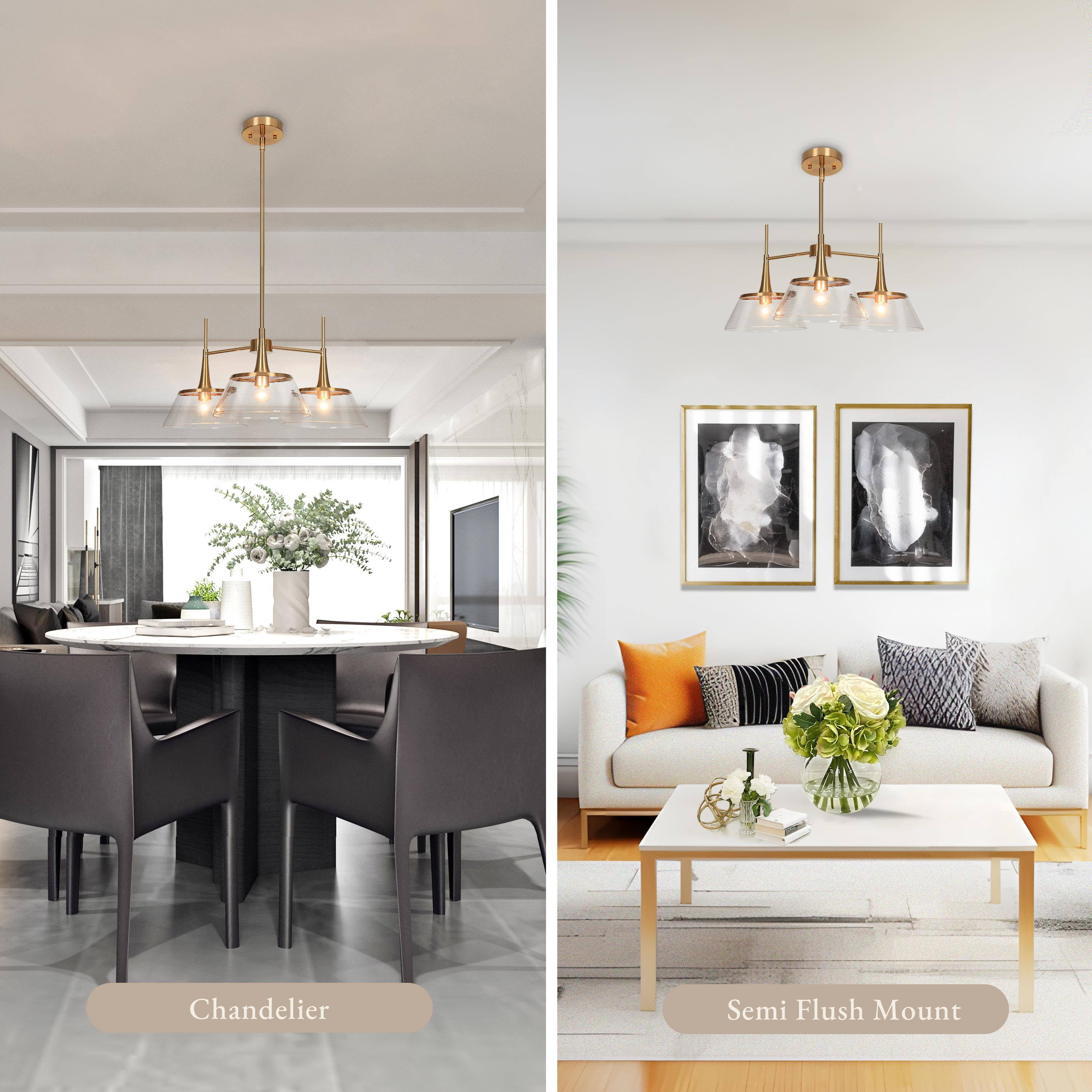 LNC Quoridan 3-Light Polished Gold Modern/Contemporary Led Chandelier