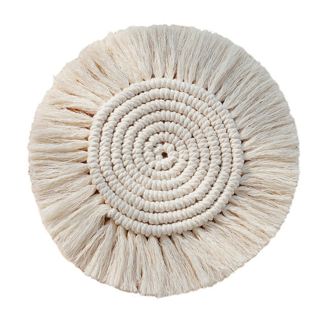 Borlas Posavasos De Macramé Hecho A Mano Mantel Individual Para Bebidas Decorativas De Estilo Bohemio sonducket HA045814-01