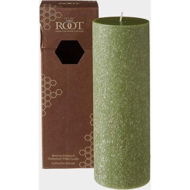 ROOT Candles Unscented Timberline™ Pillar Candle, 3 x 9, Dark Olive, 1