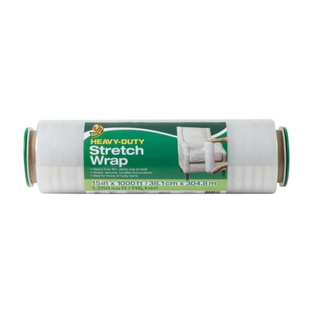 Duck Heavy-Duty Stretch Wrap Plastic Film,15 in. x 1,000 ft., Clear