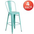 thumbnail image 4 of Commercial Grade 4 Pack 30" High Mint Green Metal Indoor-Outdoor Barstool with Back, 4 of 9