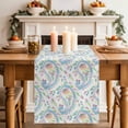 thumbnail image 3 of Paisley Flower Cotton Linen Table Runner for Dining Kitchen, Spring Watercolor Floral Leaf Plant Blue Wedding Outdoor Party Tablerunners, Dresser Scarf Coffee Tablecloth Runners 13x36 Inches, 3 of 8