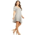 thumbnail image 3 of Women's Solid Casual Lightweight Relaxed Fit Short Sleeve Knit Tunic Top Dress, 3 of 5