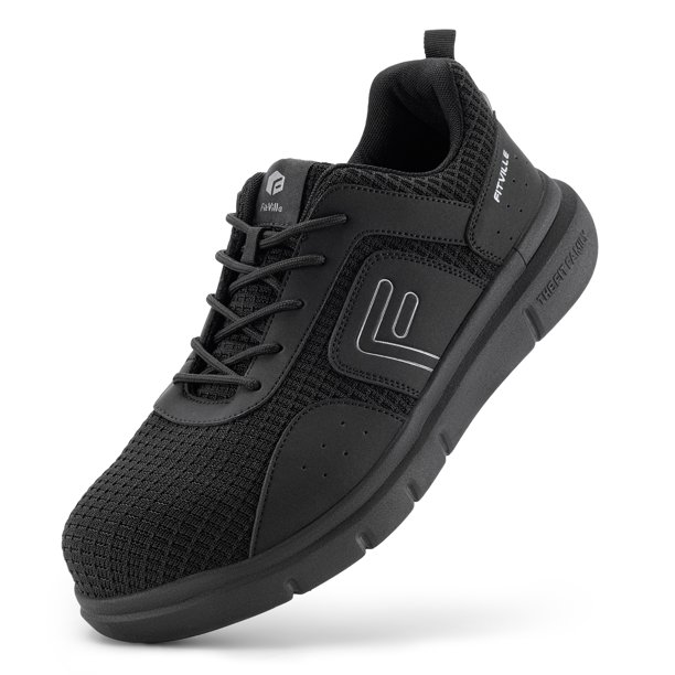 FitVille Zapatos de trabajo para hombre Zapatos sin cordones con punta de acero extra ancha Zapatos con punta compuesta para hombre Zapato resistente a pinchazos para hombre